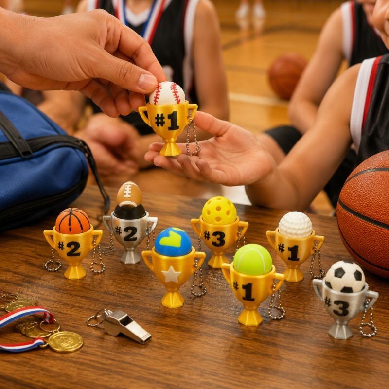 3D Printing Keychain - Gantungan Kunci Trofi Bola Olahraga Cetak