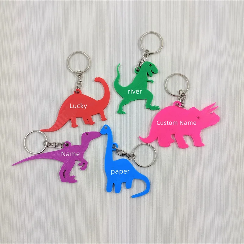 3D Printing Keychain - Gantungan Kunci Nama Kustom Desain Dinosaurus