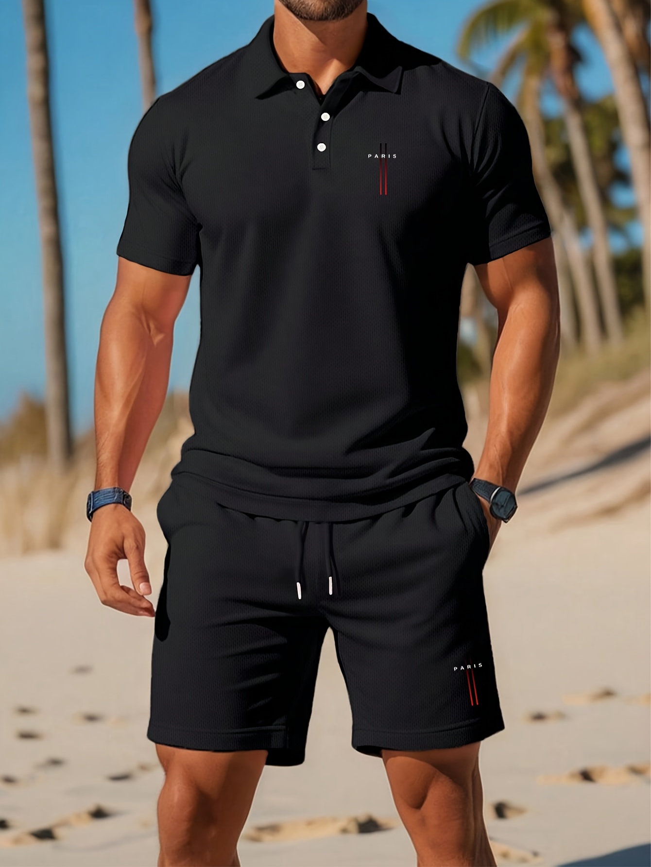 Set Kaos Polo Pria Musim Panas - 3D Printing Design Free ulasan dan harga
