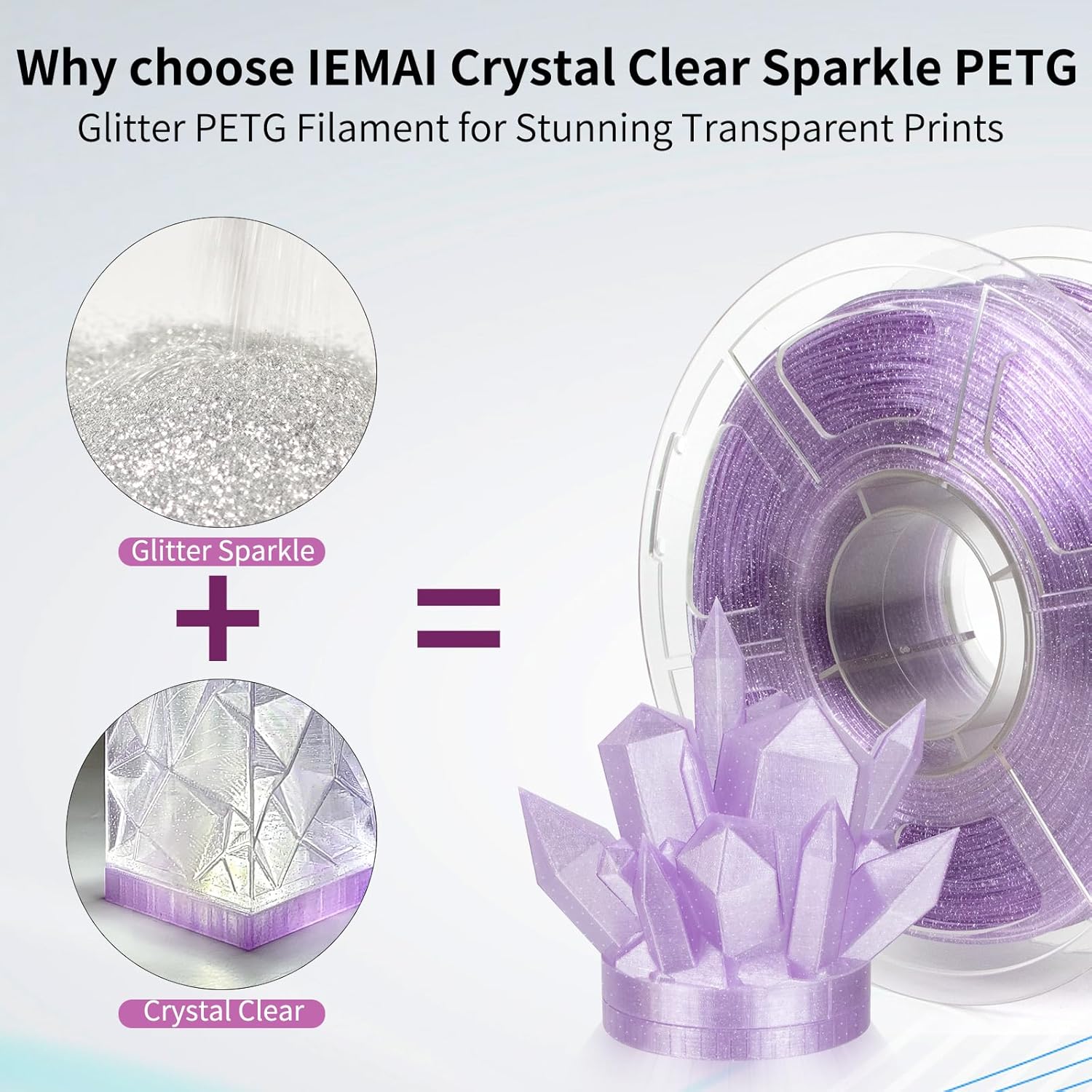 Filamen PETG Glitter 1.75mm, F - 3D Printing Glass ulasan dan harga