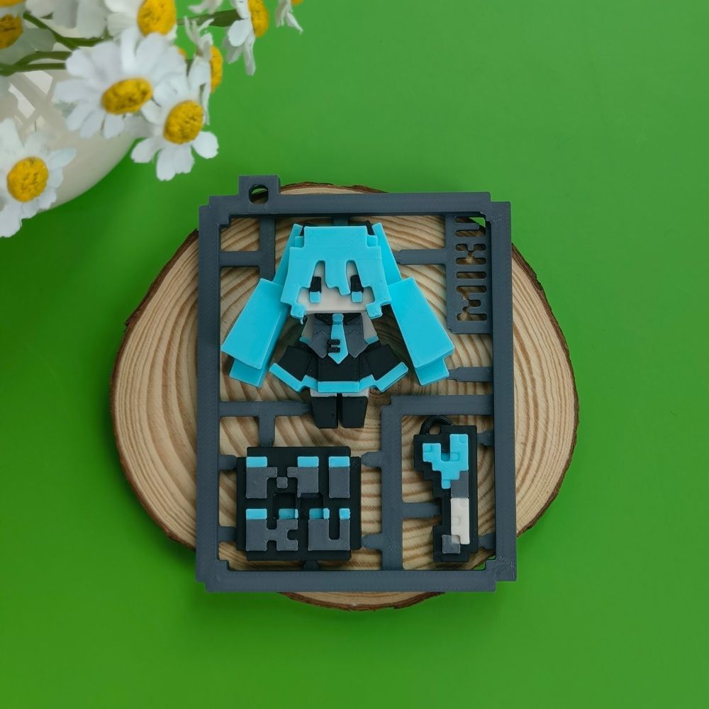 Model Hatsune Miku Pixel Lucu  - 3D Printing Keychain ulasan dan harga