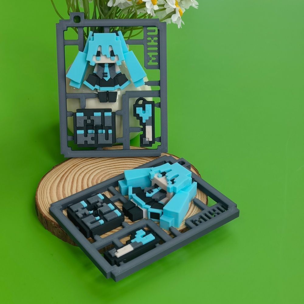 Model Hatsune Miku Pixel Lucu  - 3D Printing Keychain ulasan dan harga