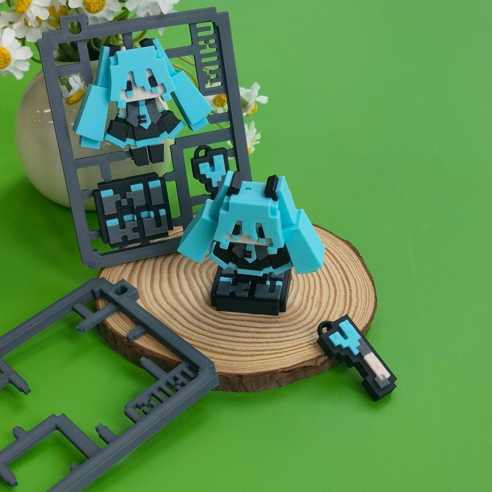 Model Hatsune Miku Pixel Lucu  - 3D Printing Keychain ulasan dan harga