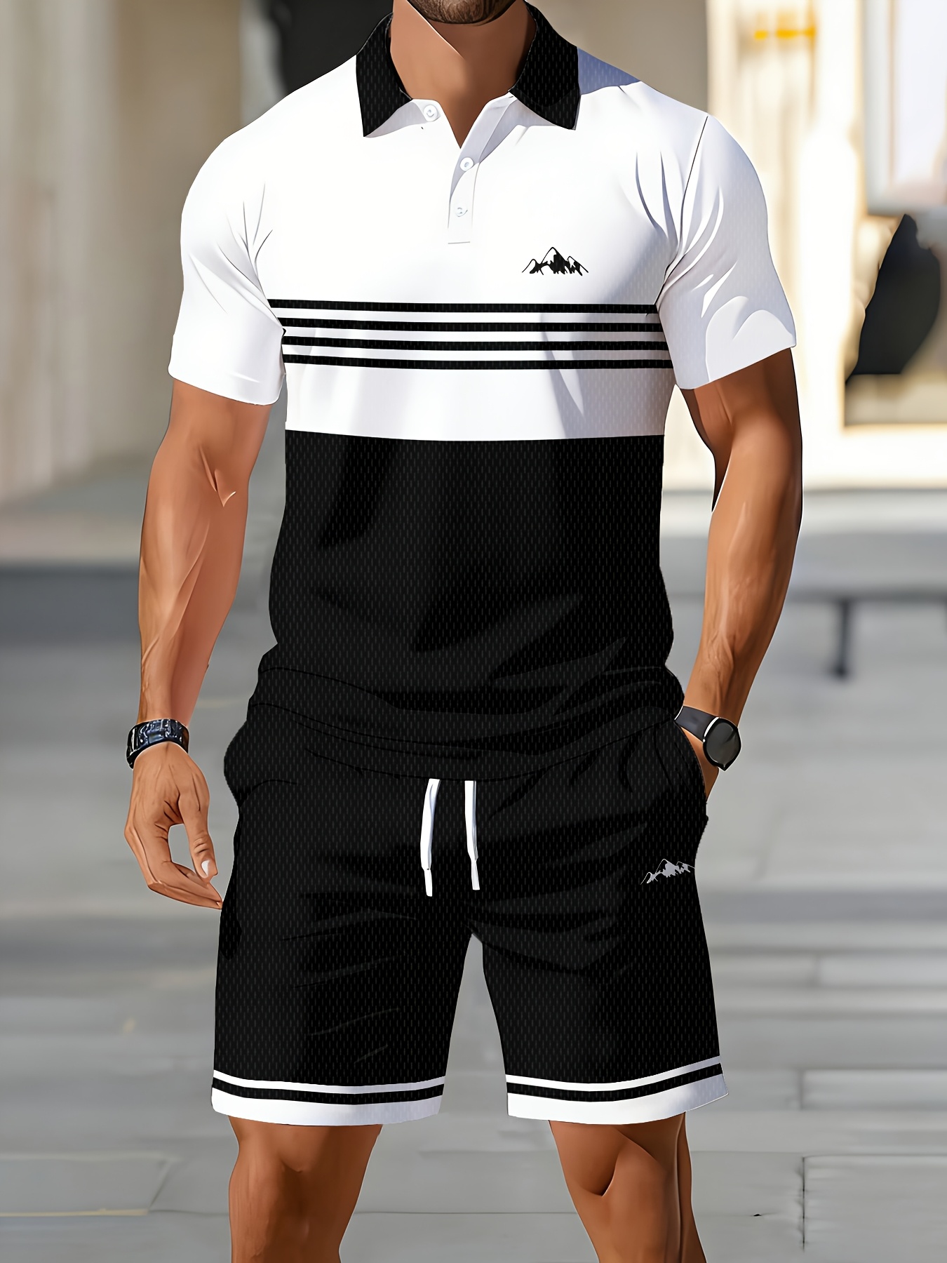 Set Kaos Polo Pria Musim Panas - 3D Printing Design Free ulasan dan harga